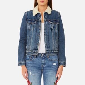 Levi's Women's Original Sherpa Trucker Jacket Denim Faux Fur Large Cotton